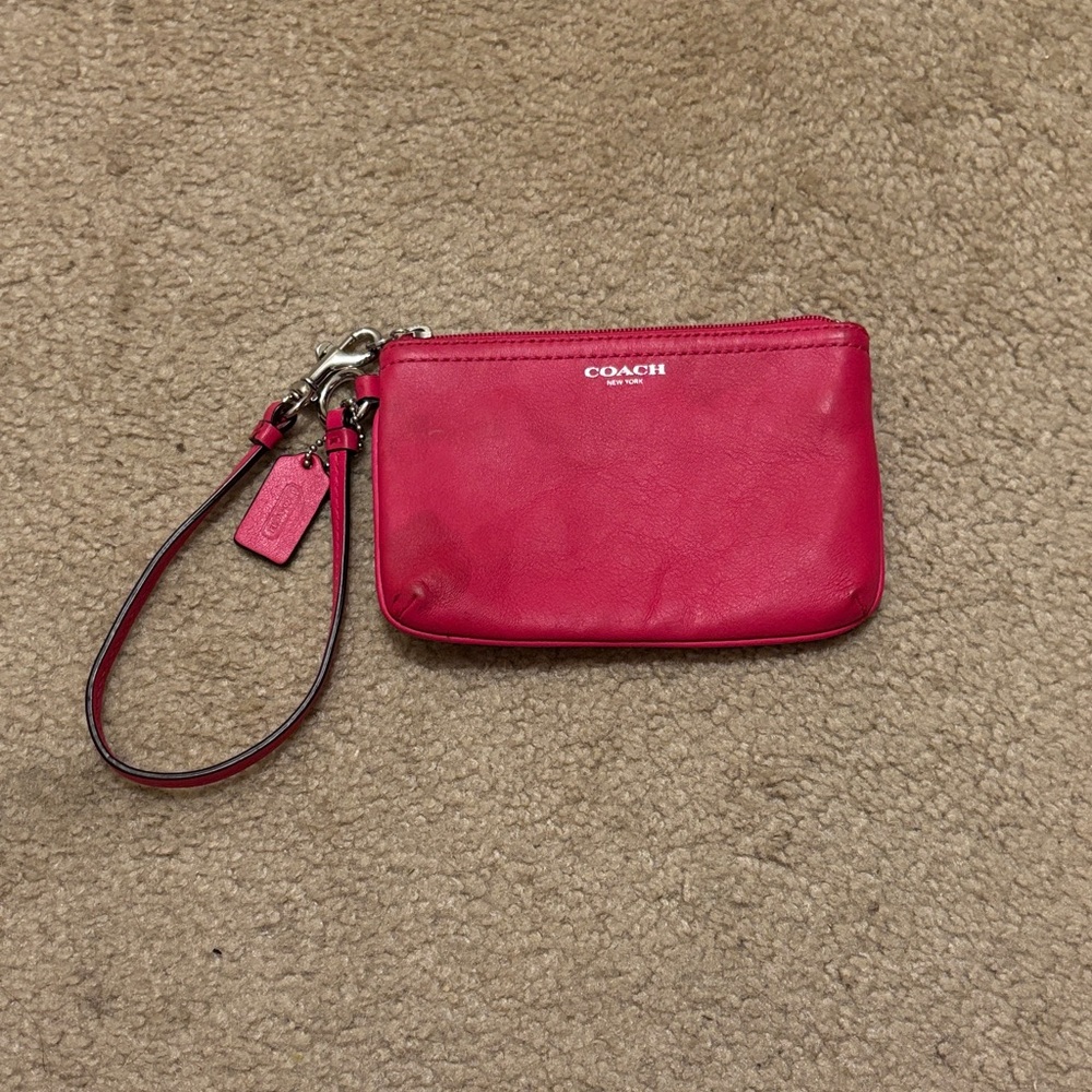 Coach Hot Pink Leather Wristlet